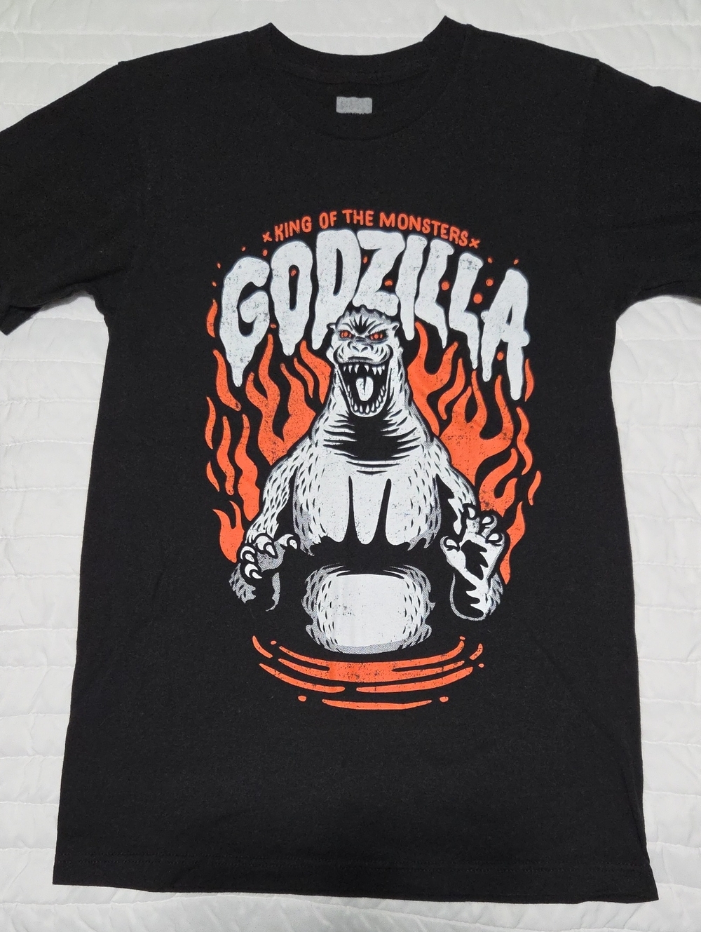 Godzilla Graphic Tee in Black with Orange and White Print